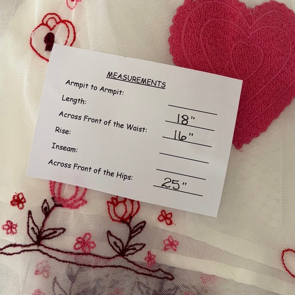 NWT!! FREE PEOPLE The Sketchbook Skirt Tulle Embroidered Mini Hearts White Large - Picture 16 of 16